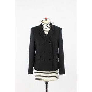 JOSEPH Black Virgin Wool Slim Fit Double Breasted Blazer, Size 40/S